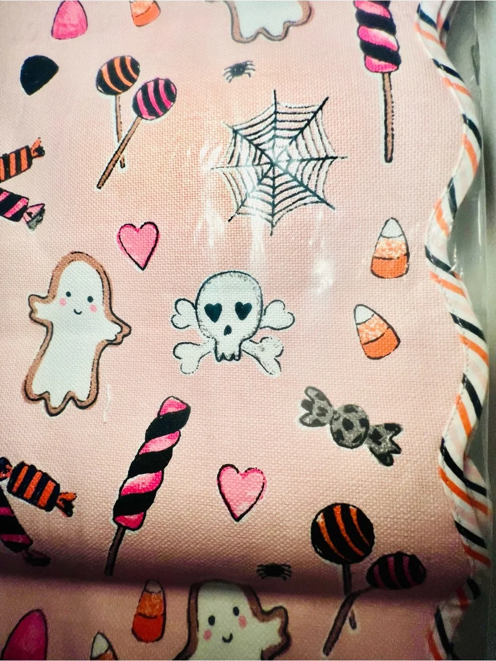 Pink Halloween Creepy Confections Reversible Table Runner Cookies Candy